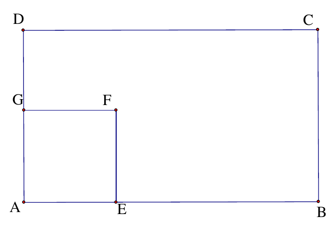 Pravokutnik ABCD s izrezanim kvadratom AEFG