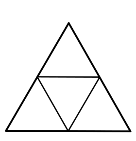 Podjele jednakostraničnog trokuta za n=2, n=3 i n=4