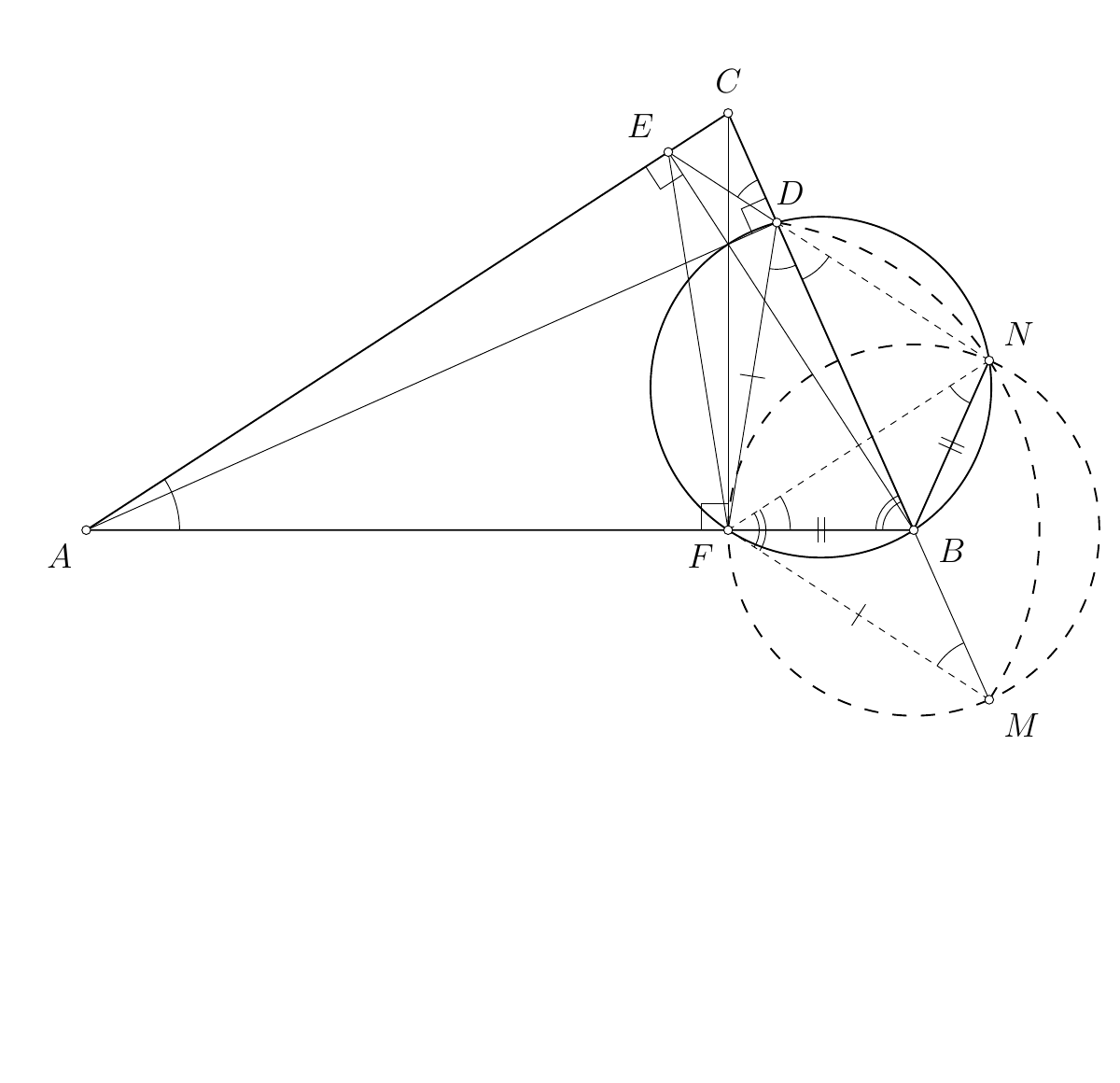 Dovršetak geometrijskog prikaza s dvjema opisanim kružnicama
