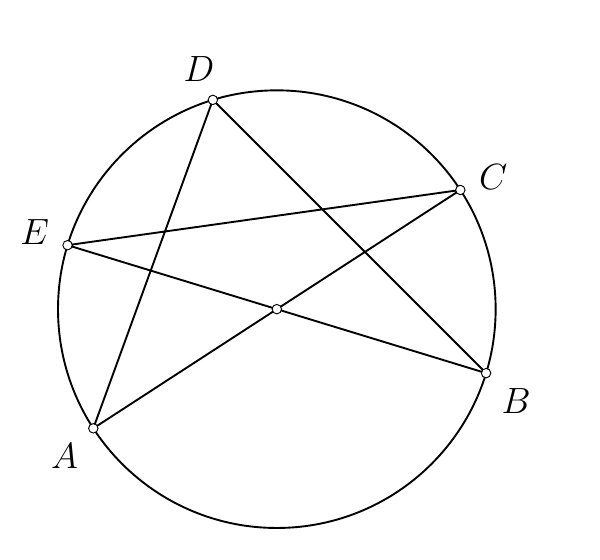 Kružnica s točkama A, B, C, D i E