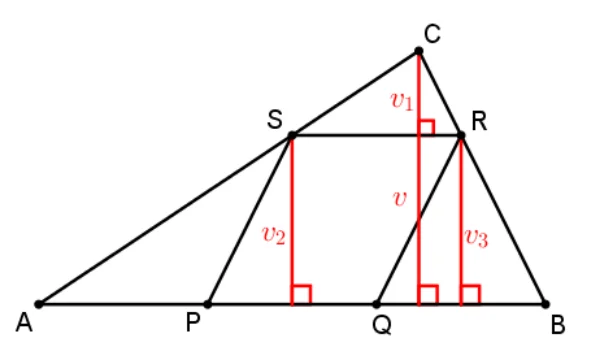 Trokut ABC i paralelogram PQRS s četiri visine