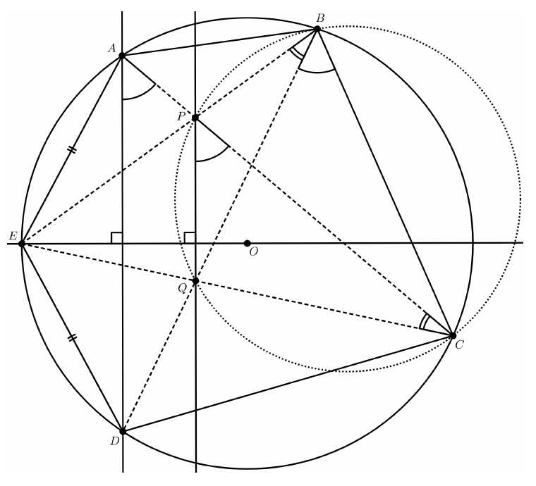 Peterokut ABCDE upisan u kružnicu