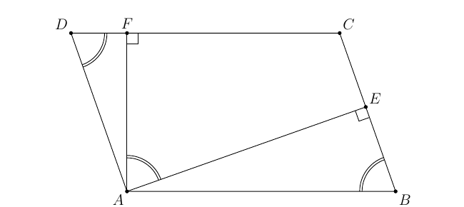 Paralelogram ABCD s visinama AE i AF
